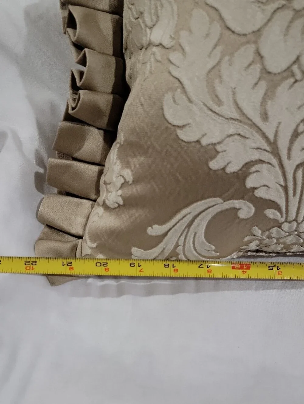 Decorative Damask Accent Pillow in Cream and Tan -